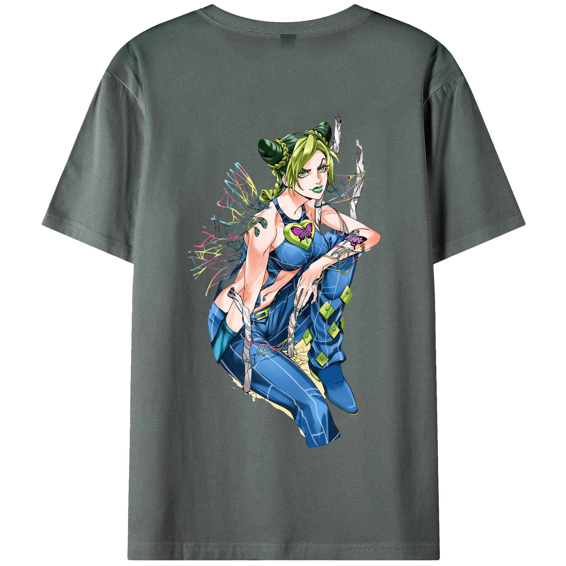 （画像用） "ジョジョの奇妙な冒険 くうじょう ジョリーン JoJo's Bizarre Adventure Jolyne Cujoh " 綿100％半袖Tシャツ（背面プリント）